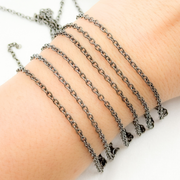 V263BR. Black Rhodium Sterling Silver Cable Chain